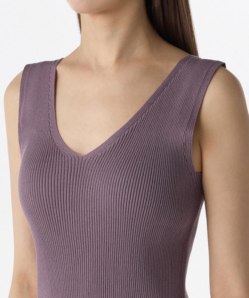 MUSINSA STANDARD WOMAN Women'S Ribbed V-Neck Knit Sleeveless Top [Purple Grey]