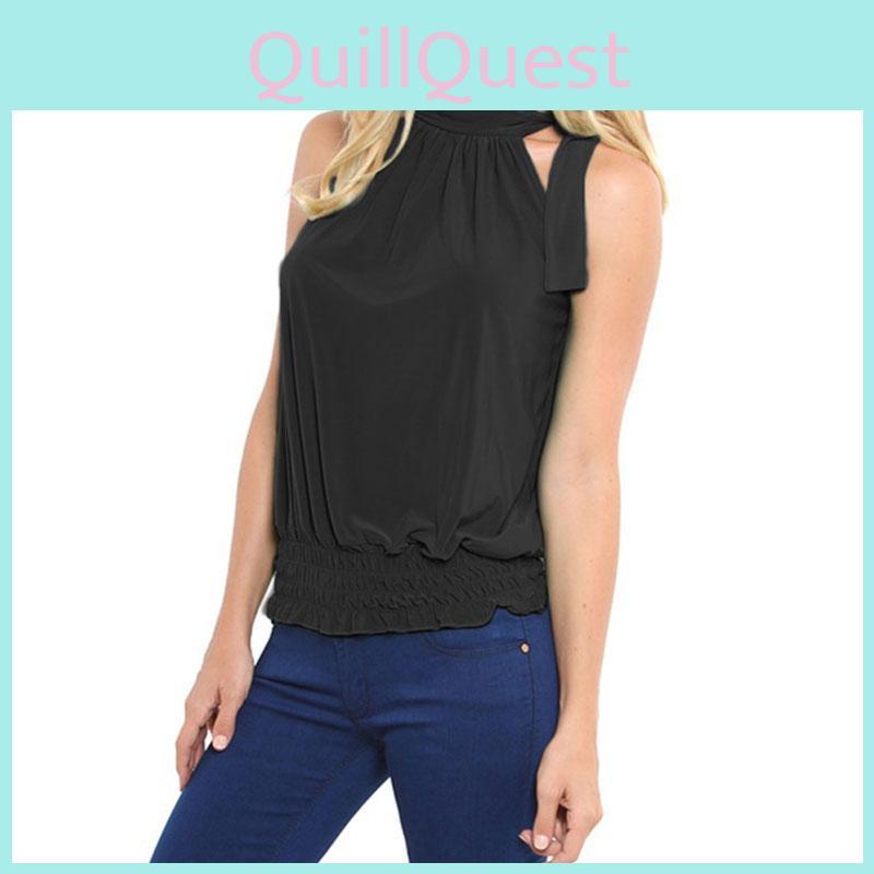 Элегантная женская блузка без рукавов из шифона «Лотос», излучающая вневременной стиль для офисной носки