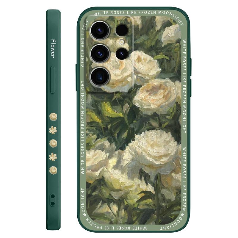 Элегантный чехол для телефона с белой розой для Samsung Galaxy S25 S24 S23 S22 S21 S20 S10 S10E Ultra Plus FE Note 20 Ultra Plus