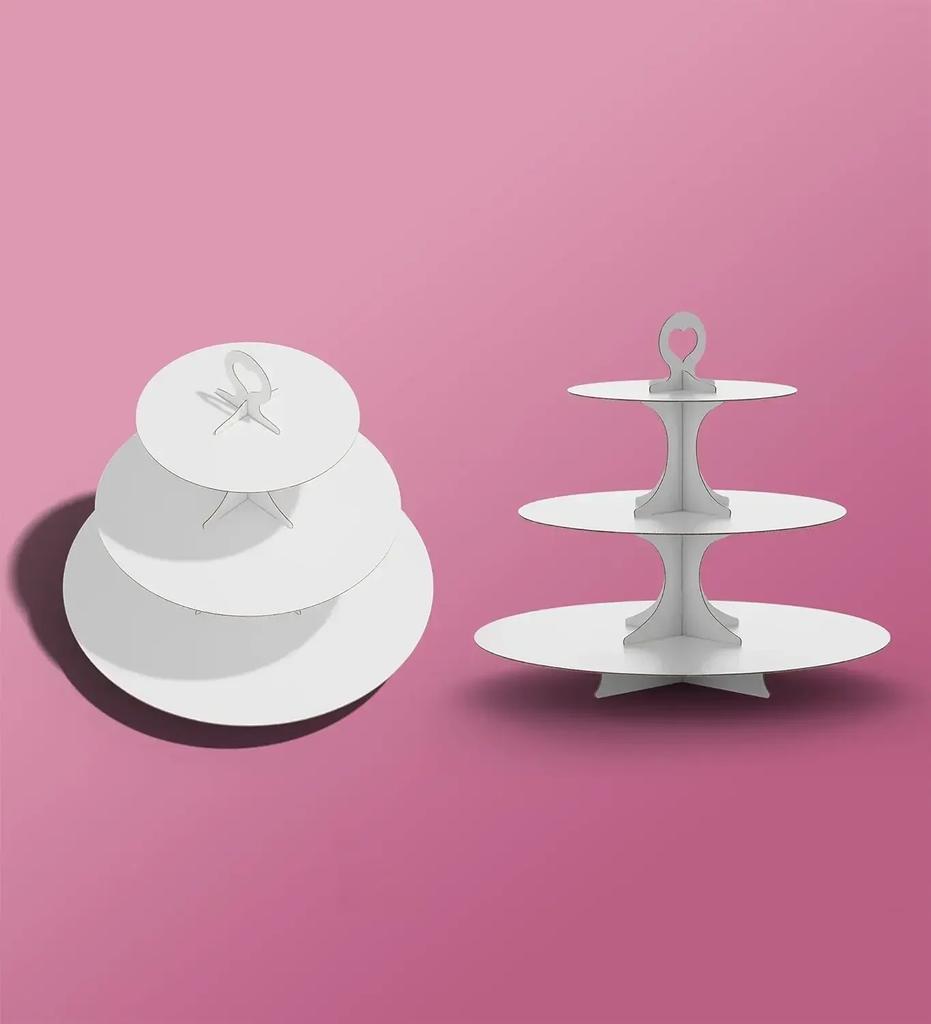 3-х уровневая подставка для кексов, подставка для кексов, картонная подставка для десертов, держатель для вечеринок (1 упаковка, белая)