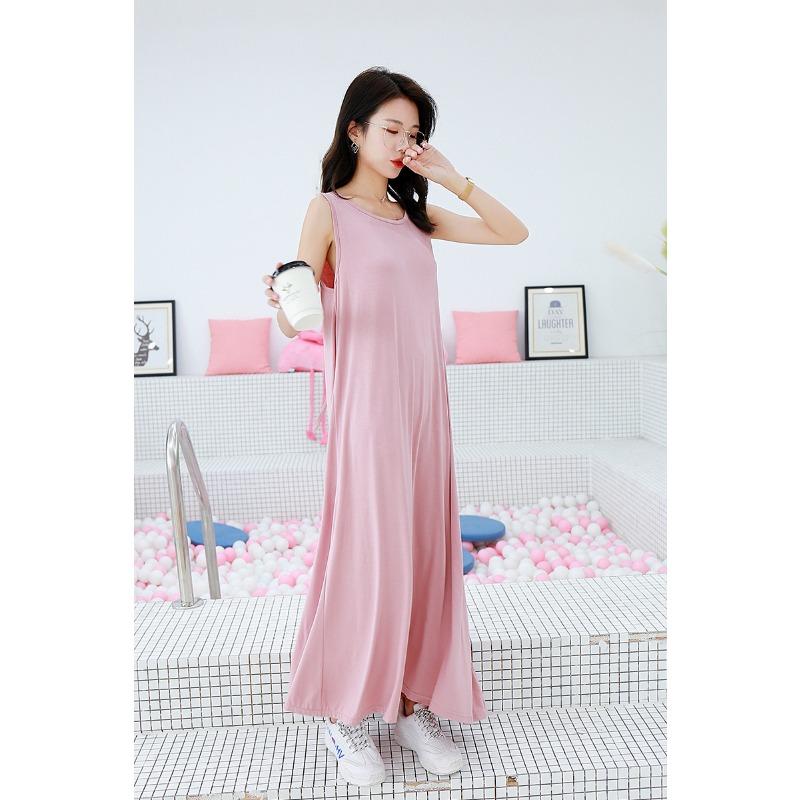 Летняя женская ночная рубашка с круглым вырезом, сексуальная, с завязками, длинное, свободное, большого размера, платье из модала