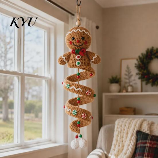 Handmade Ghost Pendant Supplies DIY Crochet Kit, Ghost/Penguin/Deer/Gingerbread Man/Pumpkin Shape, Spiral Pattern Crafting Ornament for Halloween Home