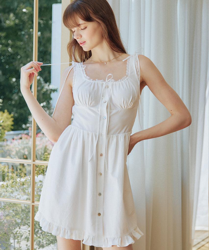 Bember Jenny Lace Detail Mini Dress_Ivory