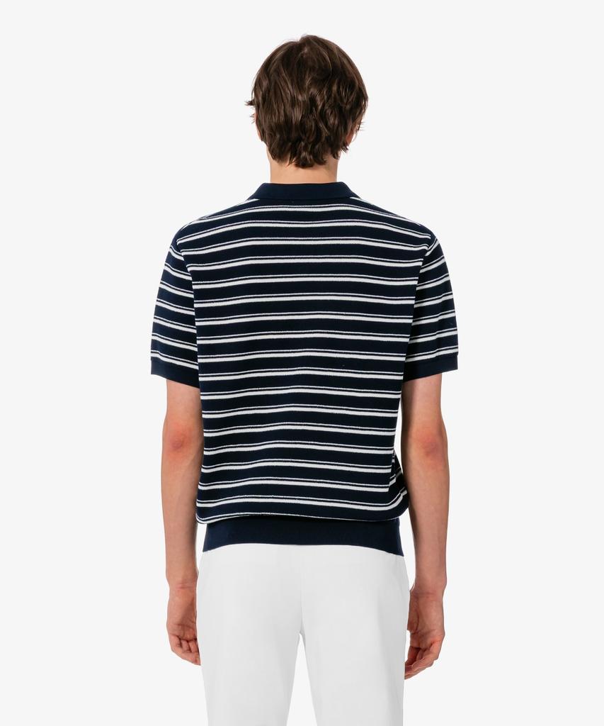 LACOSTE Мужской джемпер-поло с коротким рукавом, смешанная фактура букле, мультиполоска Ph578E-56G 166
