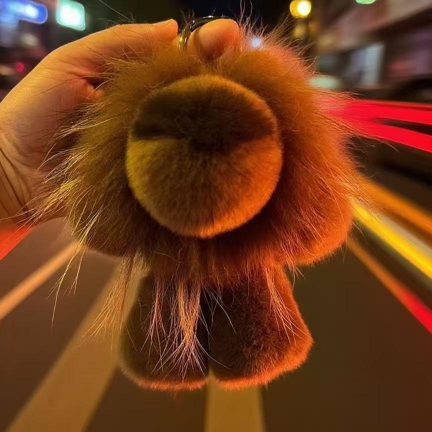 Подлинный мех енота и кролика рекс Шарм для сумки «Маленький львенок» - Милая плюшевая кукла Модный женский аксессуар