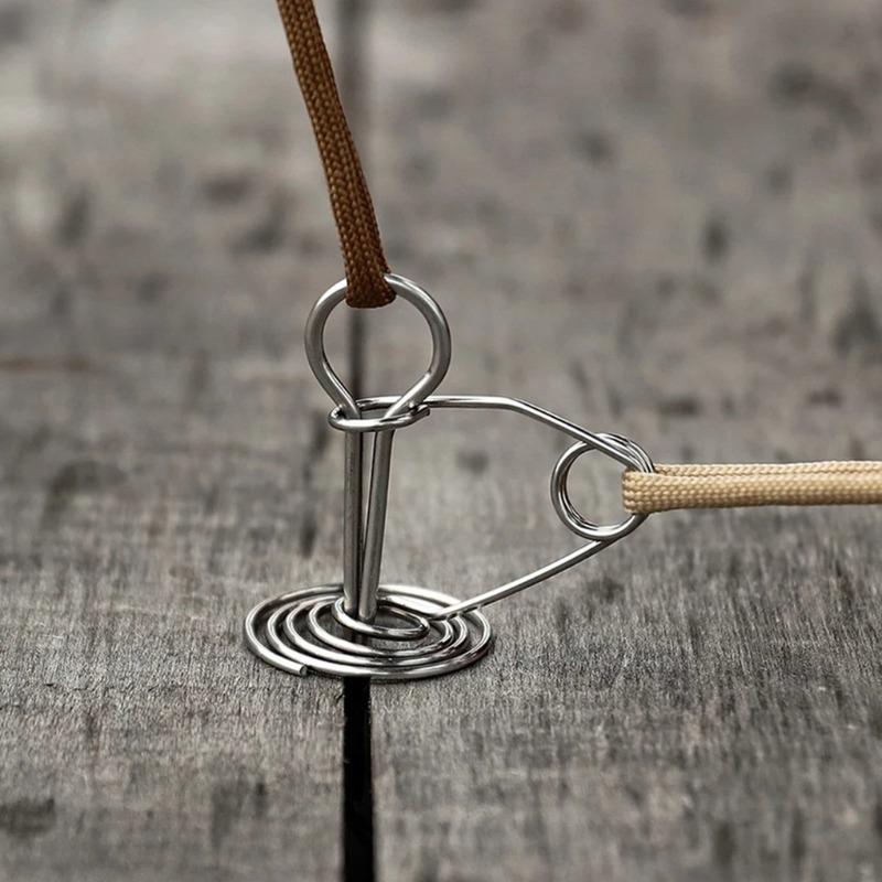 Упаковка из 10 пружинных колышков для палубы, веревочных пряжек, портативных ветрозащитных выдвижных крючков для тента из нержавеющей стали, инструментов для кемпинга