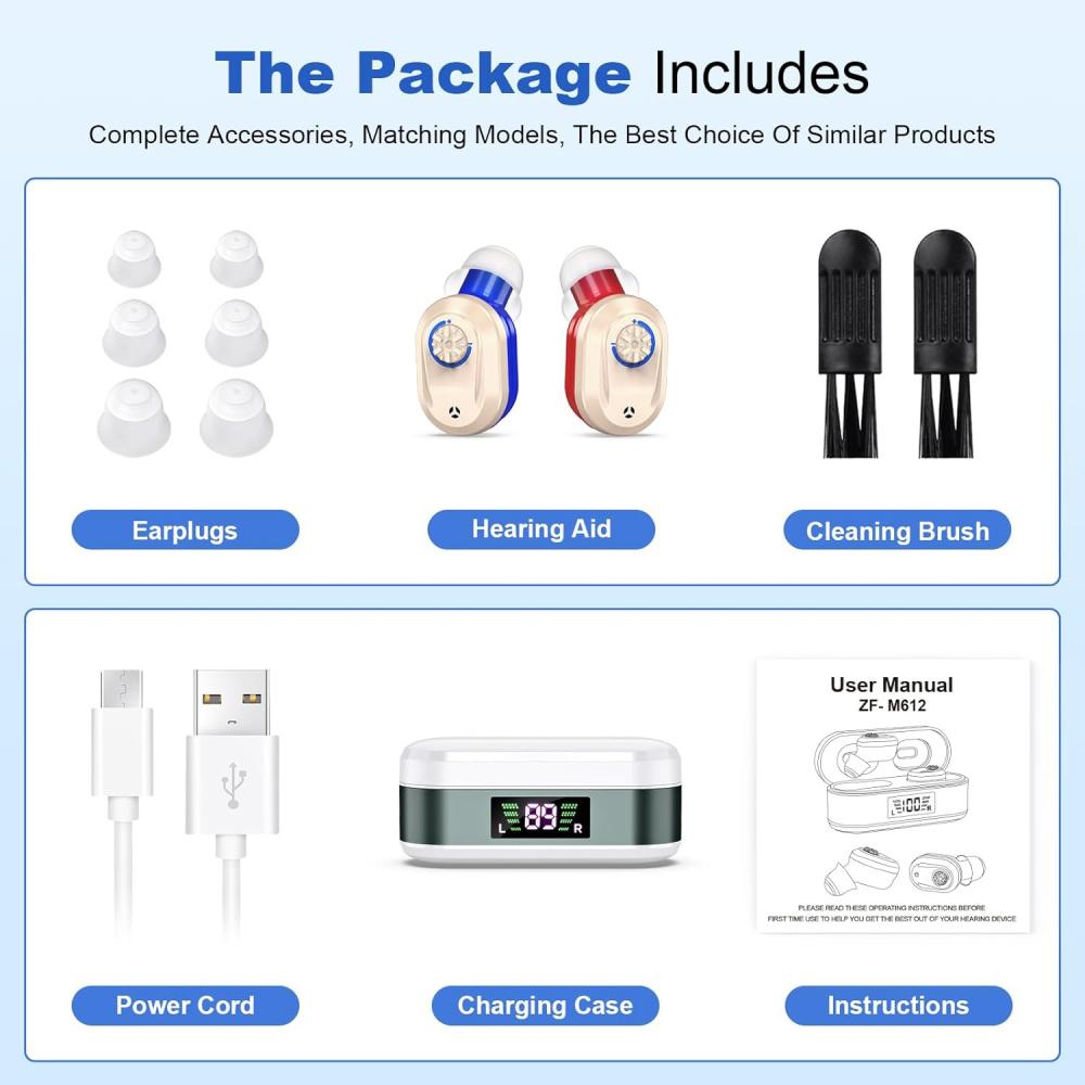 Слуховые аппараты для пожилых людей, перезаряжаемые, усилитель слуха с шумоподавлением для взрослых с потерей слуха, слуховые аппараты с регулятором громкости