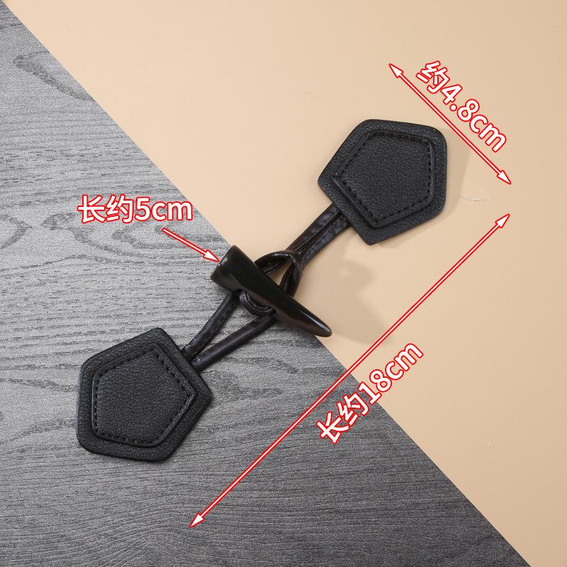 1 пара пуговиц-рожков для дафлкота, застежки для куртки, пуговицы-застежки с кожаной нашивкой, пуговицы для декора пальто, швейные аксессуары