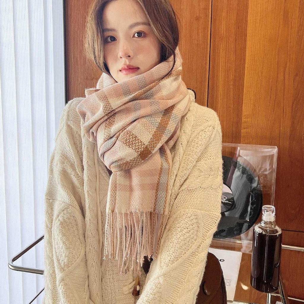 Женские зимние теплые осенние шарфы-накидки Женские пледы Клетчатые шарфы Толстые большие шали