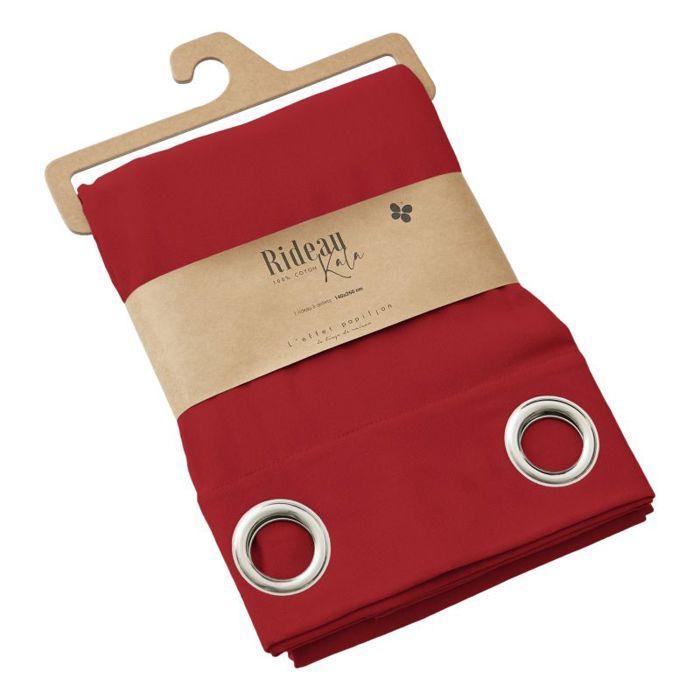 Lot de 2 rideaux d'ameublement "Kala" en Coton 140 x 260 cm l'Effet Papillon - Kala Cerise - 2 panneaux 140 x 240 cm