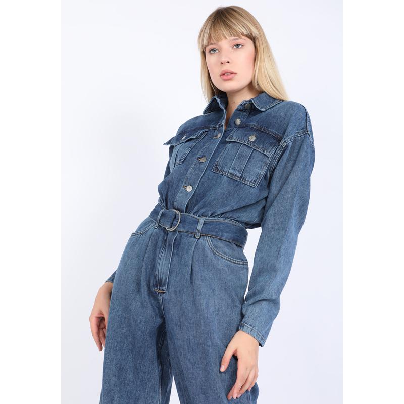Women's Oversize Jean Jumpsuit Dark Blue