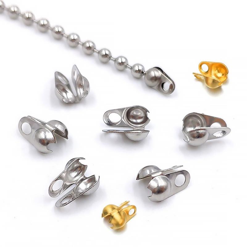 50pcs Stainless Steel Connector Clasp for Ball Chain Calotte End Crimps Beads Connector Components DIY Jewelry Making Supplies