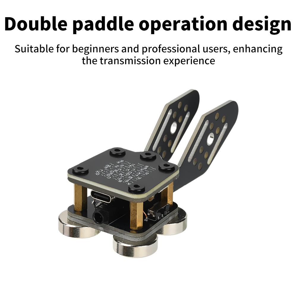 CW Automatic Trainer PCB 4 Nd Magnet Bases Double Paddle Automatic Morse Keyer Type-C Morse Code Trainer with 3.5mm Audio Cable