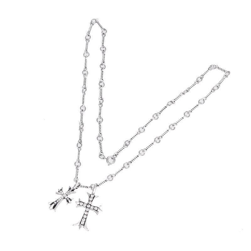 Двойное ожерелье Персонализированное Модное Ретро Серебряная Подвеска с Бриллиантом Мужские И Женские Аксессуары Ожерелье