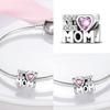 Медные Шармы Большая Любовь Мама Семья Сестра Розовое Сердце Тюльпан Бусины Ча Подходят для Оригинального Браслета Сделай Сам Ювелирный Подарок на День Матери