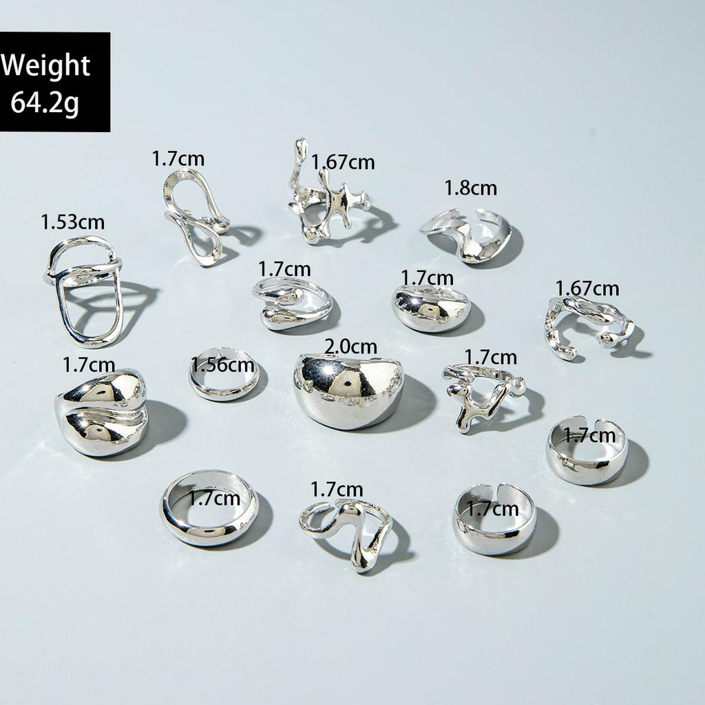 European and American Style Geometric Irregular Fashion Ring Set, Personalized Design, Imitation Pearl Layered Ring Ring