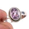 Ювелирное кольцо ручной работы из чистого серебра 925 пробы с натуральным розовым аметистом S.6.5 G3W45