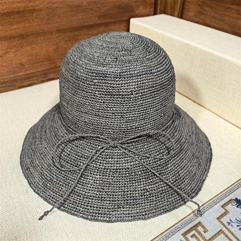 Foldable raffia straw hat bucket hat straw woven basin hat summer hand woven straw hat sunshade sunscreen basin hat new