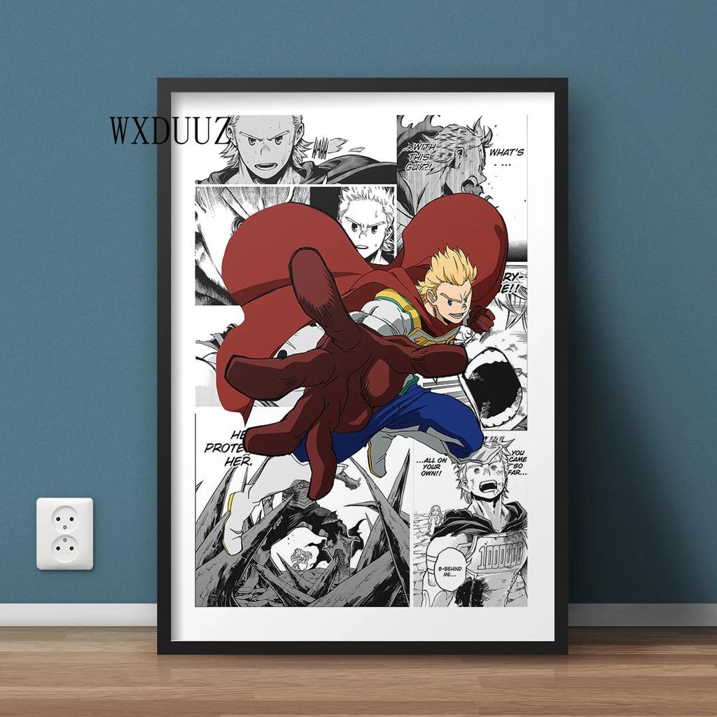 Винтажный аниме-фигурка «Мой герой Академии», черно-белый постер Izuku/Shoto, настенное искусство Kawaii, домашний декор, холст, постеры