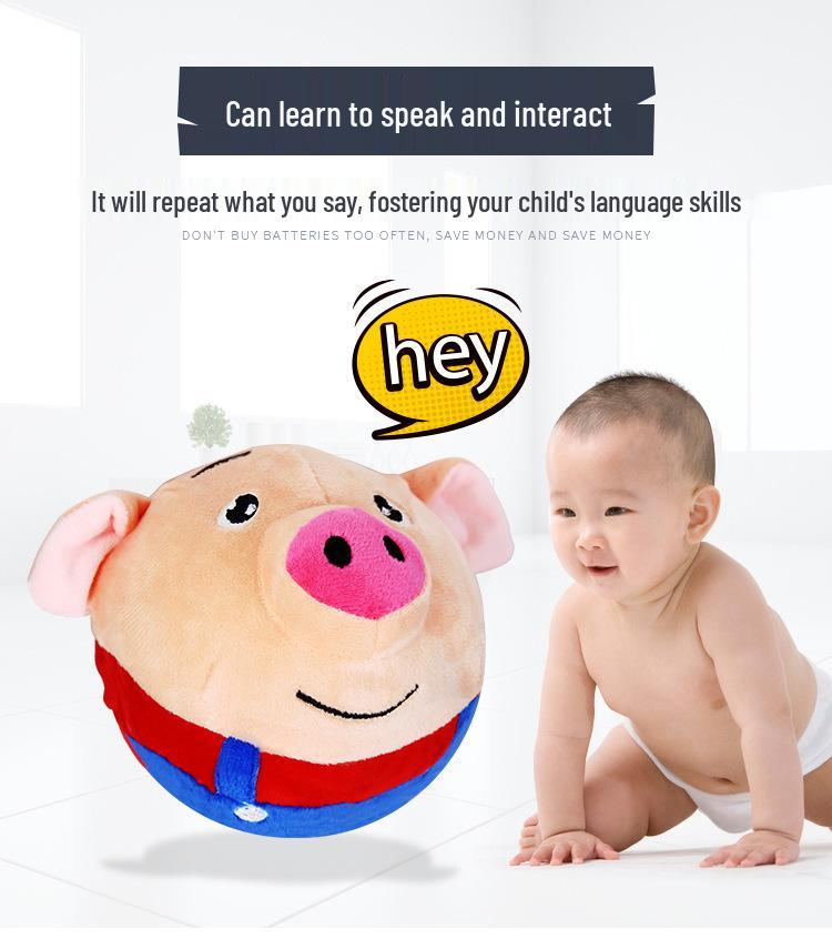 Музыкальный мячик-попрыгунчик из морских водорослей: Говорящая свинья, кролик, собака плюшевая игрушка для детей