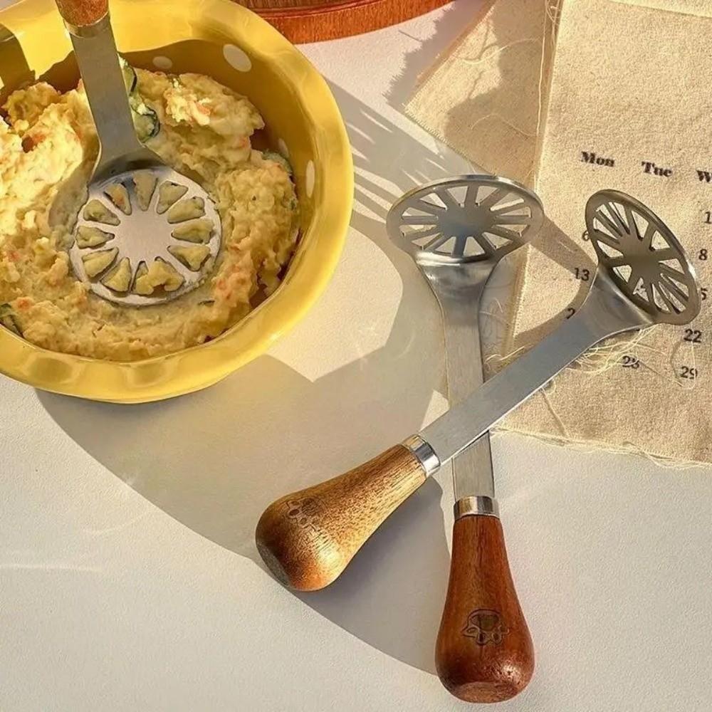 Non-Stick Mud Press Masher Wooden Handle Handheld Garlic Presser Manual Potato Masher  Kitchen Tool