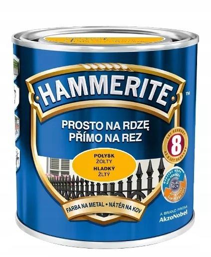 Hammerite Краска по ржавчине 0,7л желтая, высокий глянец, антикоррозионная и защитная для металла