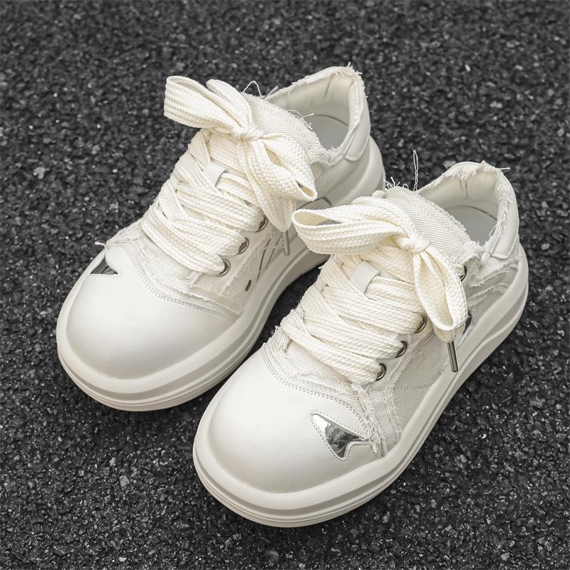 Smiley Big Head Men's Height-Boosting Canvas Shoes – Autumn Casual Fashion with Thick Soles