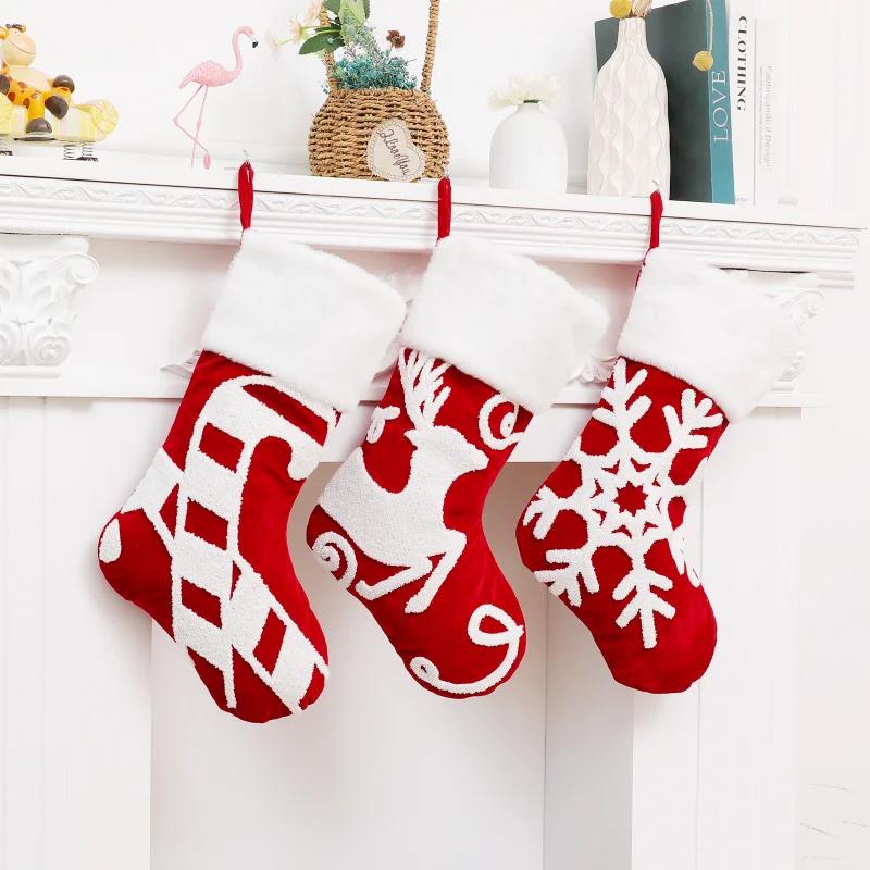 Christmas Stocking Sack Xmas Gift Candy Bag Christmas Decorations for Home Navidad Sock Christmas Tree Decor New Year 2024