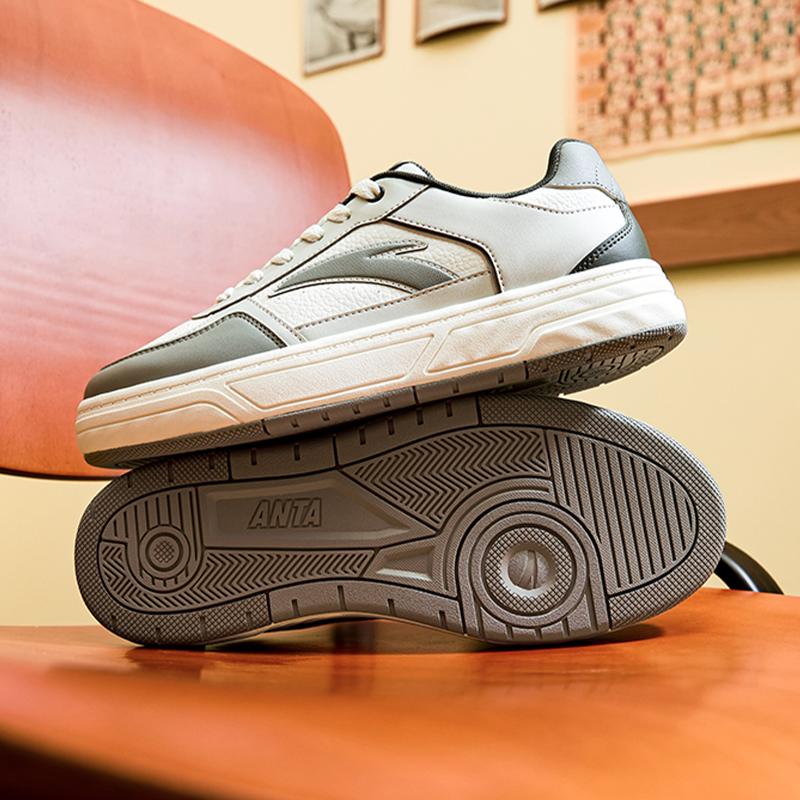 Anta Baichuan Простые Удобные Прочные Легкие Низкие Кеды Мужские Кроссовки Слоновая кость-Белый Цифровой-Туман-Гранит-Серый 112538010-3