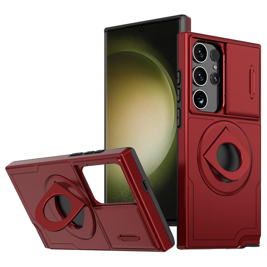 For Samsung Galaxy S23 Ultra Case Magnetic Scratch-proof PC+TPU Phone Cover with Rotary Kickstand
