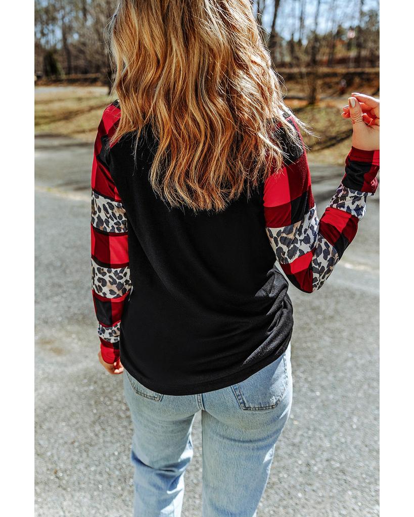 Azura Exchange Топ с открытыми плечами в клетку и леопардовым принтом