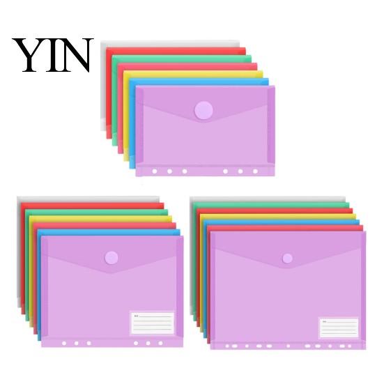 Data Retrieval Organizer Plastic File Folder with Label Pocket, Hook And Loop Closure Clear Student Set Poly Envelope Document Folder, A4/A5/A6
