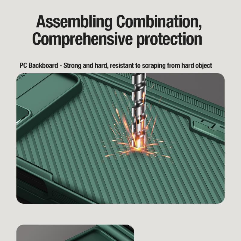 NILLKIN For Samsung Galaxy Z Fold 5 Case With Pen Slot Phone Holder Frosted Shield Fold 180°Folding Cover For Samsung Z Fold5 5G