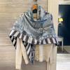NINA SOLOR Pony Post Station Double-Sided Silk Wool Square Scarf Shawl