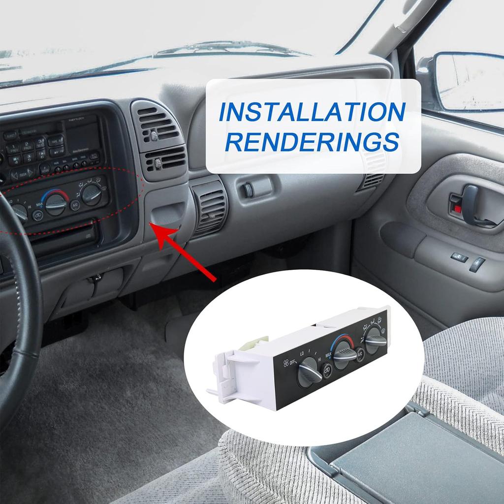 A/C Heater Control Panel Climate Control Module Without Rear Window Defogger Switch For 1996-2000 Chevy GMC C1500 C2500 C3500 K1500 K2500 K3500