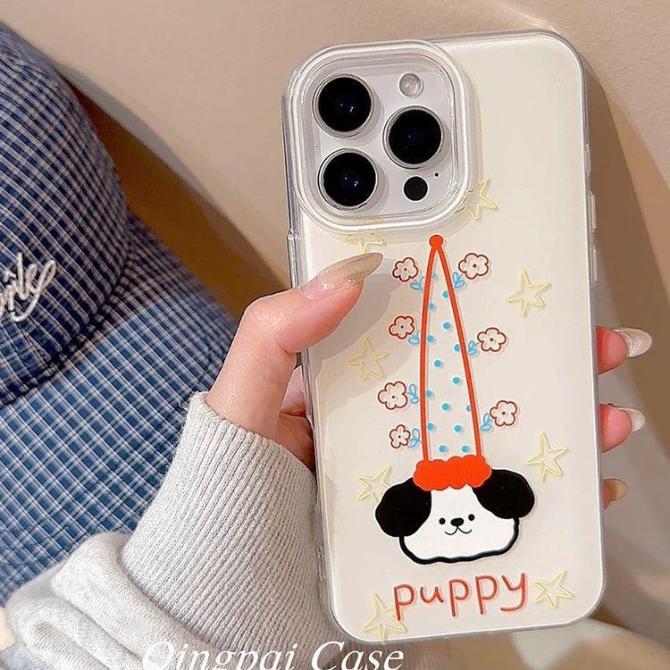 Чехол для телефона Graffiti Puppy Hat для Apple 15/17PROMAX и 13Pro, 11 Милый, 16 Двухслойный, 17