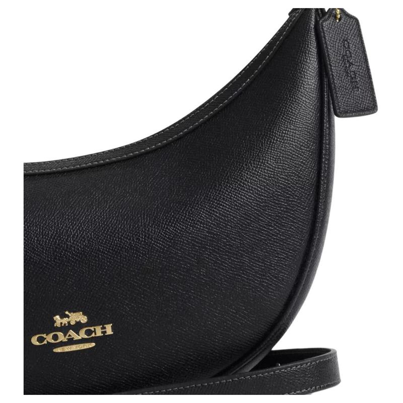 Coach Aria 26 сумка-кроссбоди средняя женская черная с фурнитурой под золото из кожи