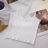 Верхняя одежда, вязаные майки, однотонная ткань в рубчик, небольшой жилет, женская летняя одежда для девочек, короткий топ, небольшой слинг