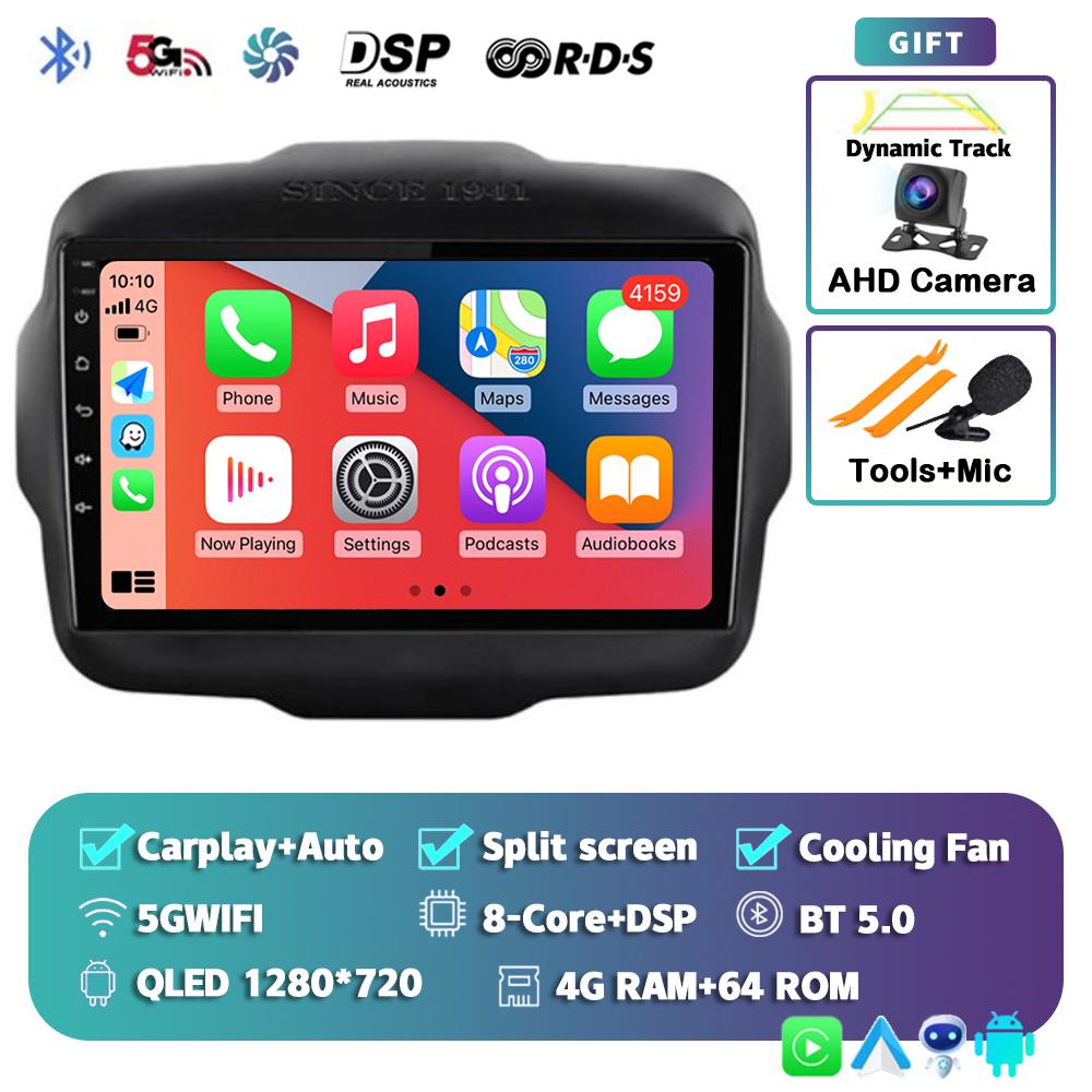 Android 14 Carplay Auto Car Radio For Jeep Renegade 2016-2020 GPS Navigation Multimedia Video Player Autoradio Stereo WIFI+4G BT