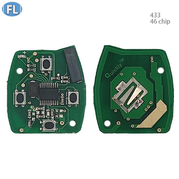 Honda Civic Straight Handle Remote - 2+1 Button, 433MHz, 46 Chip