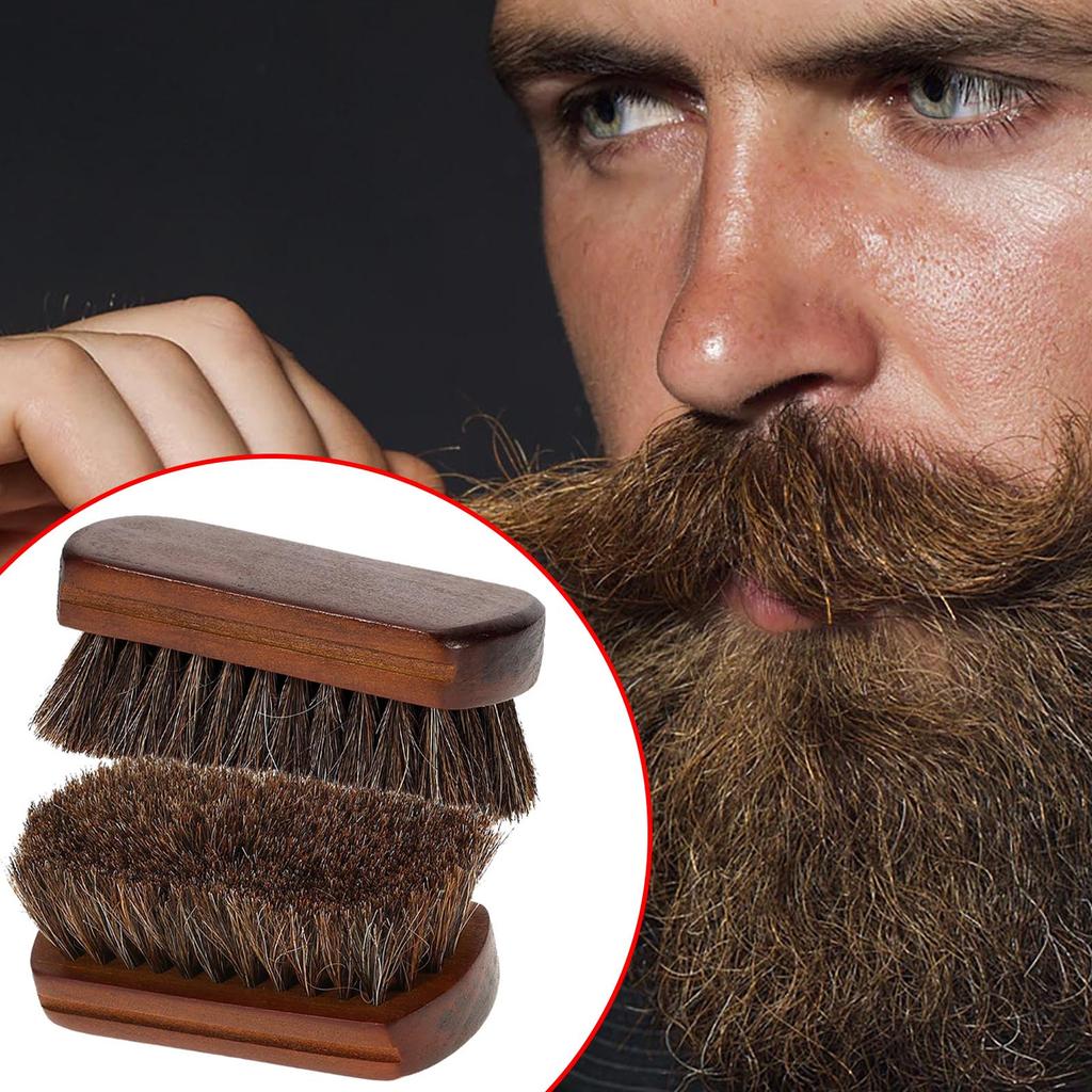 Мужская щетка для бороды из натурального конского волоса, помазок для бритья усов, щетка для волос на лице, деревянная ручка