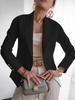 Весна Осень Женский Модный Лацкан Три Запонки Slim Fit Однотонный Пиджак