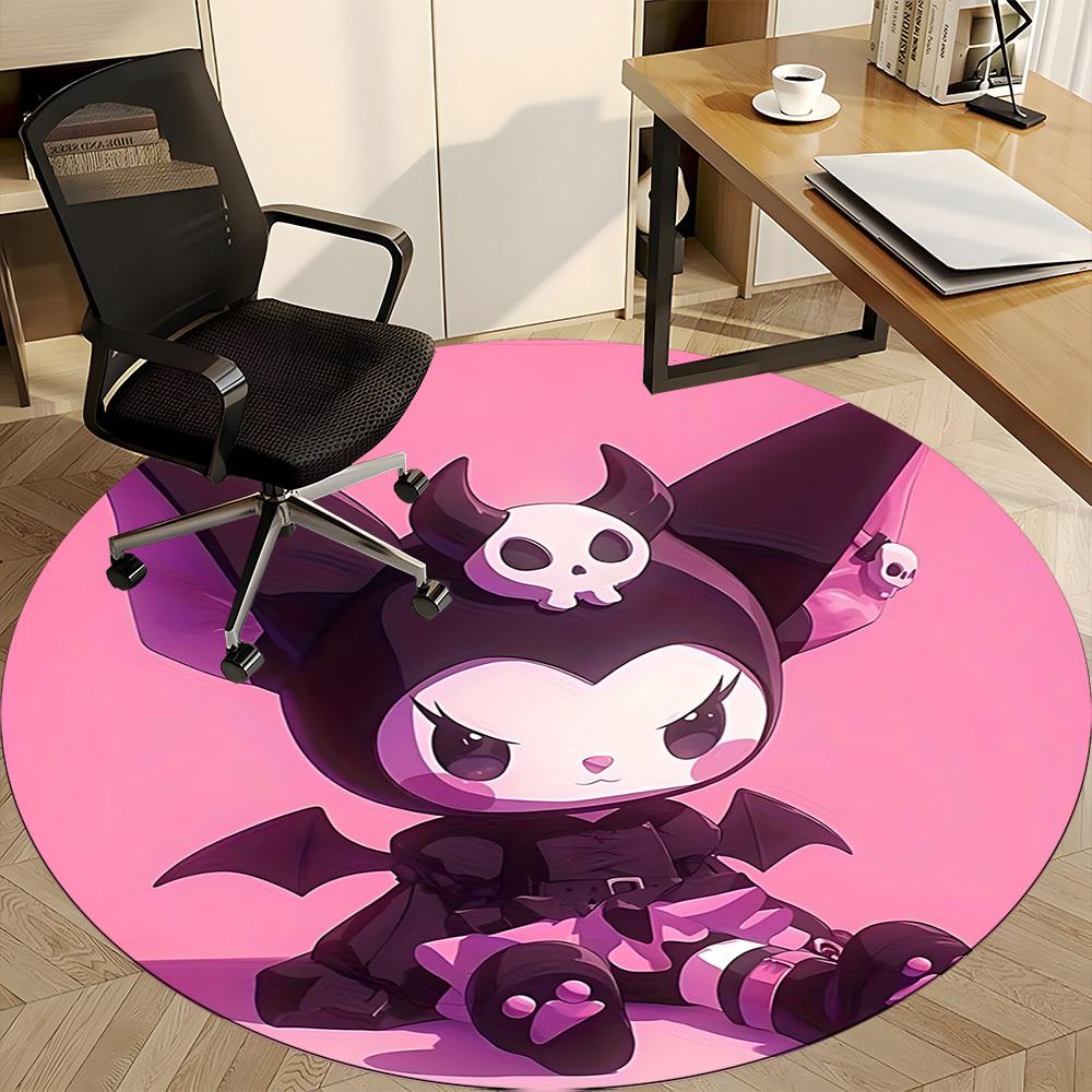 Круглый коврик для офиса Kuromi Sanrio, под офисные стулья, спальня, гостиная, домашний декор a0908197