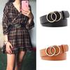 Vintage Double Round Buckle Women Waist Belt Female Leather Adjustable Belts for Jeans