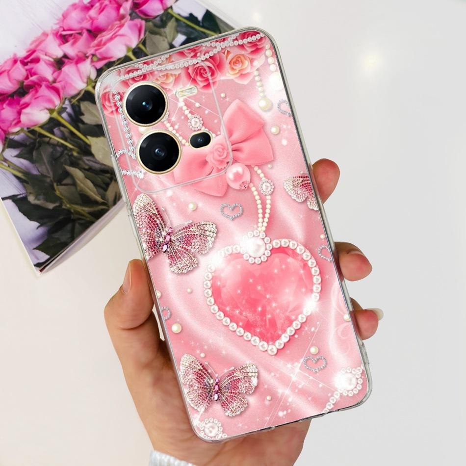 Чехол для Vivo V25 5G Vivo V25e V 25 25E 4G V2202 V2201 Милый узор с пандами и цветами Мягкий силиконовый ТПУ чехол для телефона