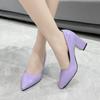Туфли-лодочки ярких цветов на толстом каблуке, женские туфли из лакированной кожи с острым носком, вечерние туфли, женская мода, туфли на высоком каблуке на мелком каблуке
