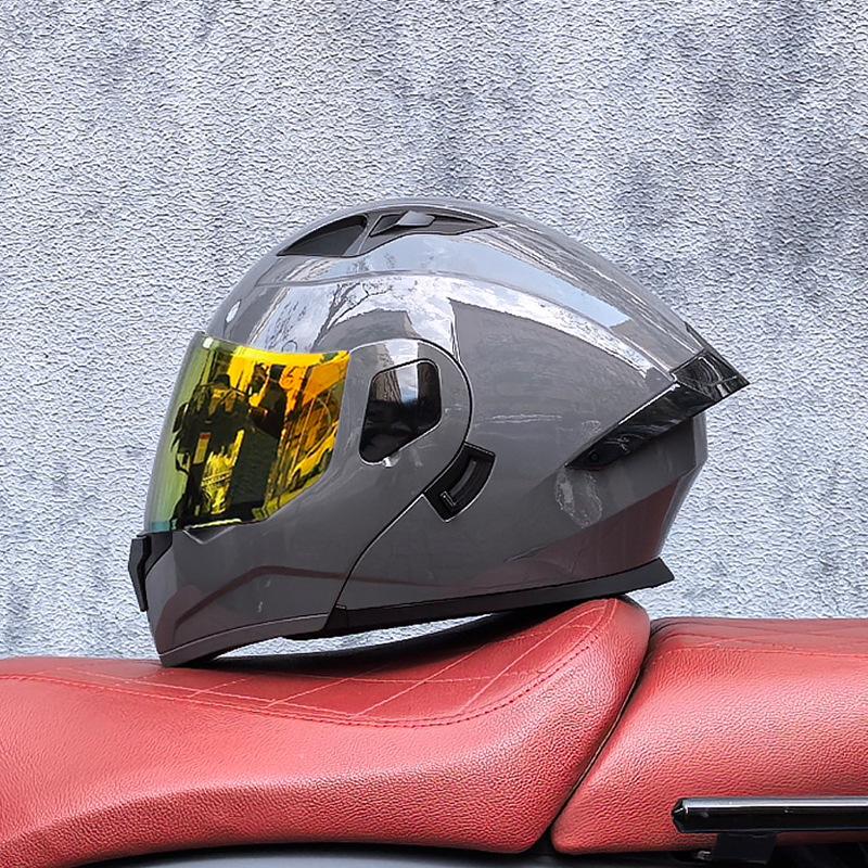 Small Shell Helmet Peel-off Helmet Motorcycle Helmet Locomotive Double Lens Men's and Women's Four-season Motorcycle Cruise Helmet Large