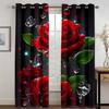 Romantic Water Droplet Red Rose Luxury Window Curtains For Bedroom Living Room Bathroom Kicthen Door Hall Cupboard On Sale 2PCS