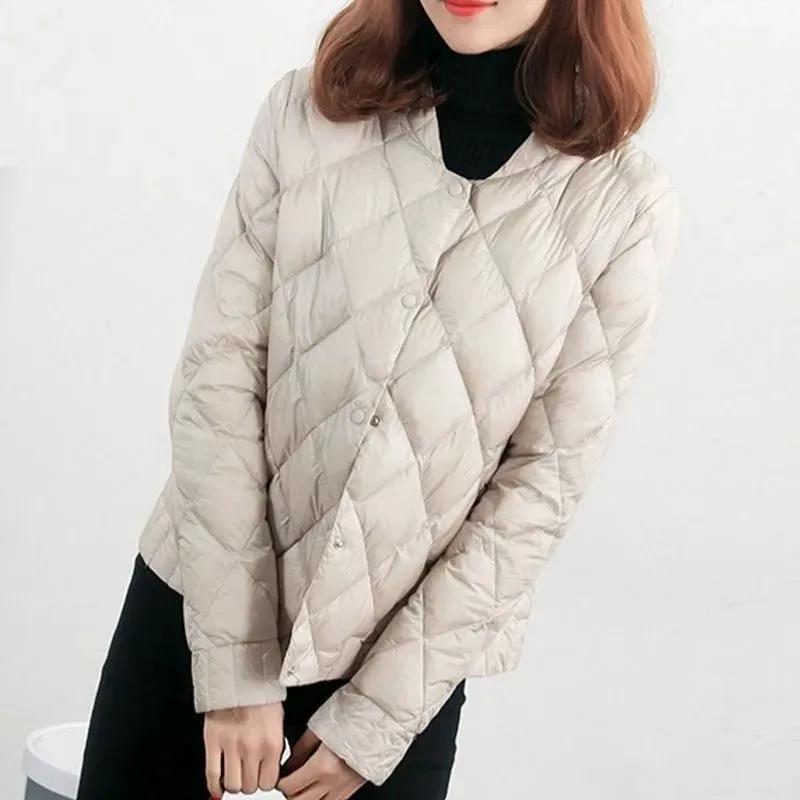 Women's Winter Simple Warm Jacket Thin Light Jacket Female Short Coat Autumn Parkas