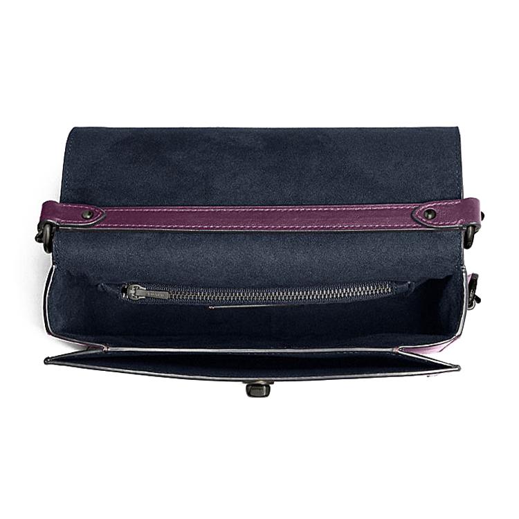 New COACH Hutton Shiny Leather Hatton Bag, Shoulder Bag, Crossbody Bag Trumpets Women's Purple 88342-V5BOY